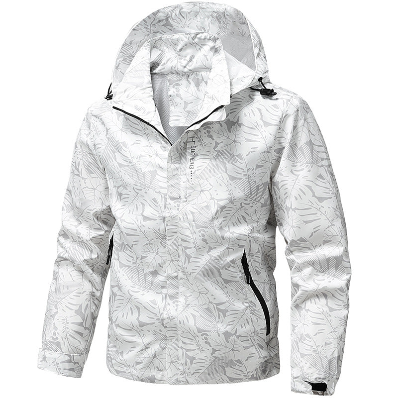 Herren Leichte Outdoor-Jacke mit Kapuze und Print Shop Nory