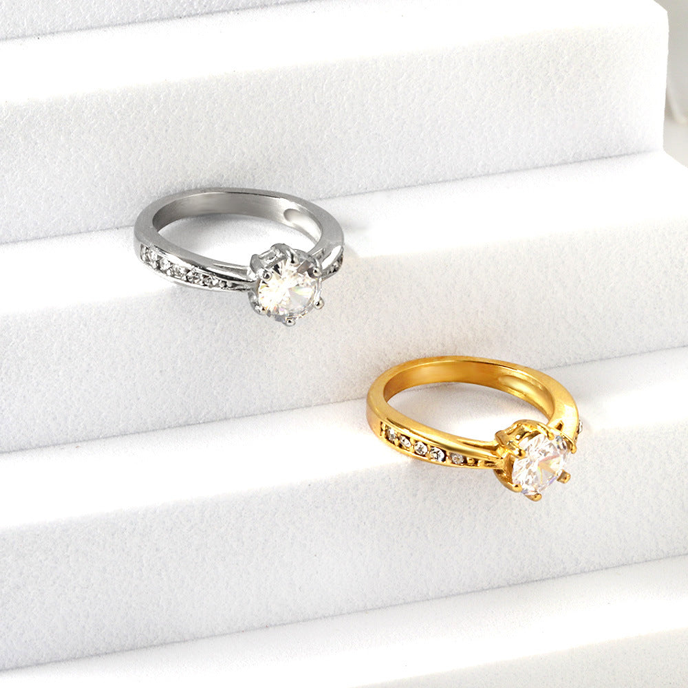 Damen Ring mit funkelndem Zirkon und eleganter Verzierung Shop Nory