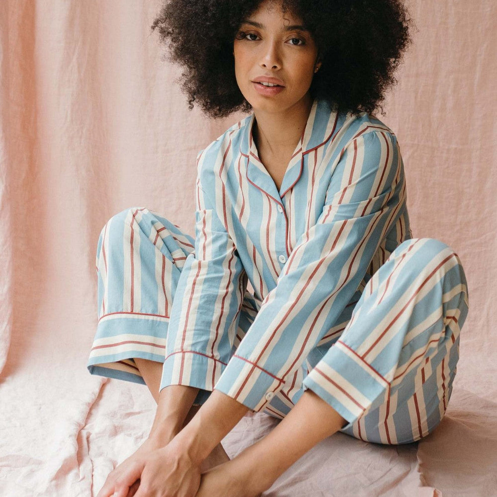 Damen Pyjama-Set mit modischem Streifenmuster