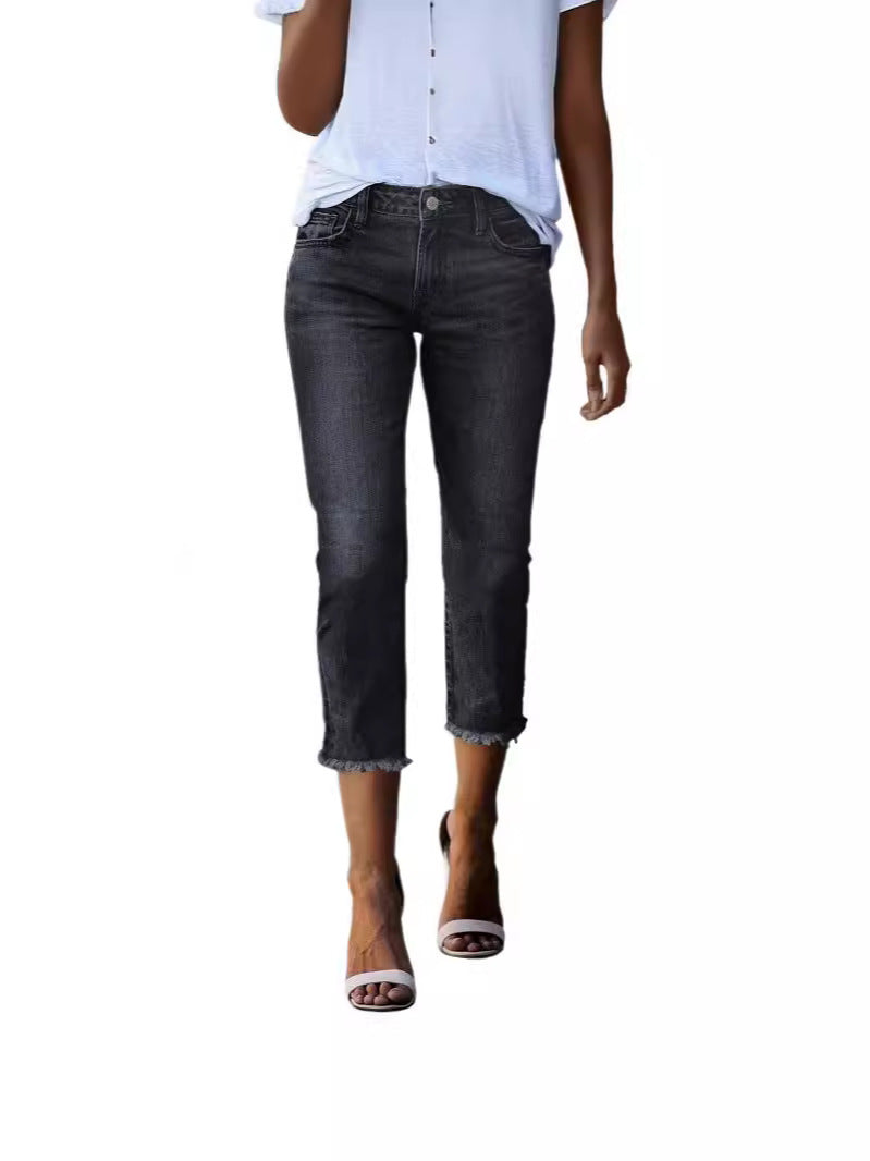 Damen zeitlose Jeans im modernen Schnitt mit cropped Bein