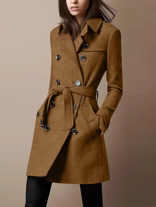 Damen Doppelreihiger Wollmix-Trenchcoat mit Taillengürtel Shop Nory