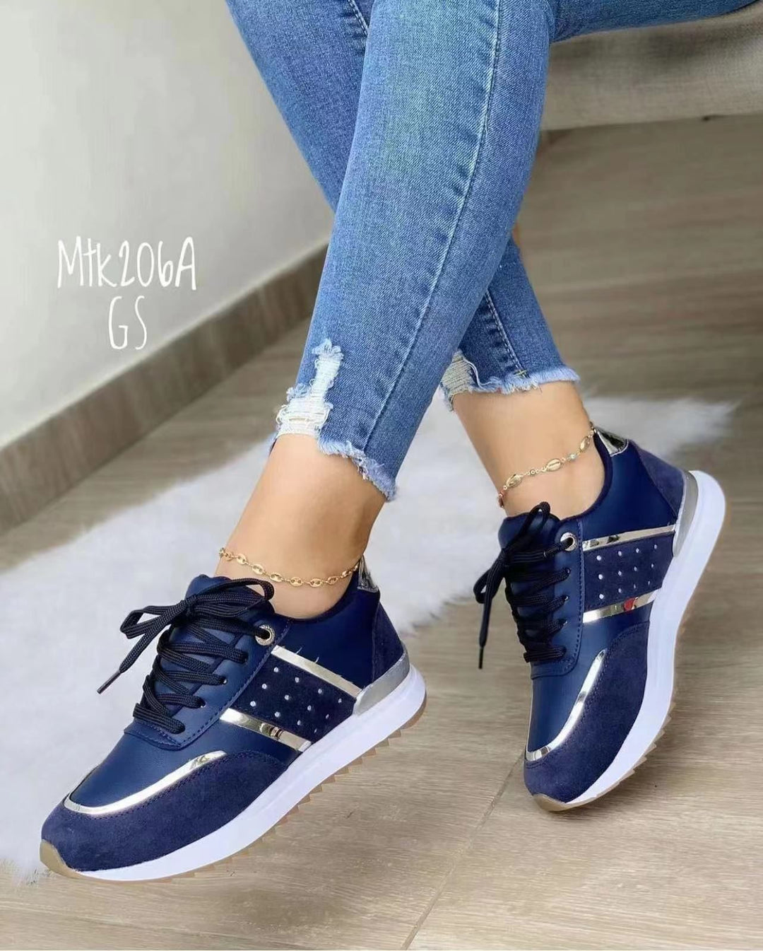 Damen Trendige Plateau-Sneaker mit Metallic-Akzenten und gepolsterter Komfortsohle Shop Nory