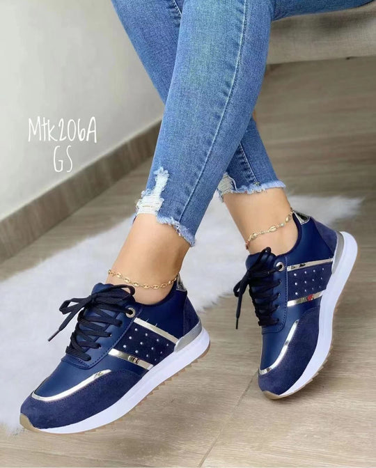 Damen Trendige Plateau-Sneaker mit Metallic-Akzenten und gepolsterter Komfortsohle Shop Nory