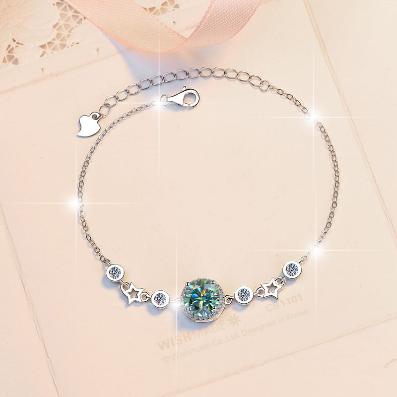 Damenarmband mit strahlendem Kristall und funkelnden Sternen Shop Nory
