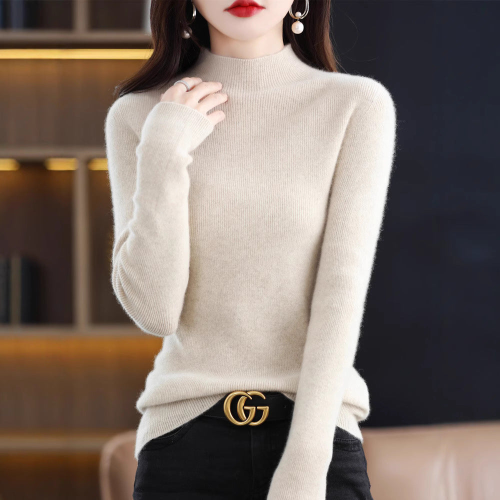 Damen Schmal geschnittener Mockneck-Pullover aus kaschmirähnlichem Feinstrick Shop Nory
