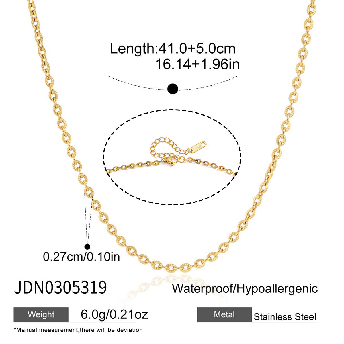 Damen Halskette mit verstellbarem Design aus hypoallergenem Edelstahl Shop Nory