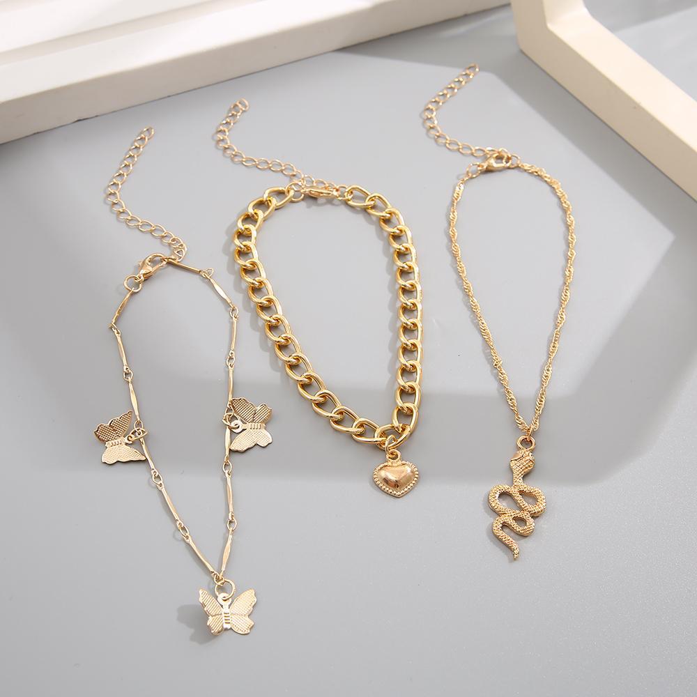 Damen Fußkettchen-Set mit floralen und kreativen Anhängern Shop Nory