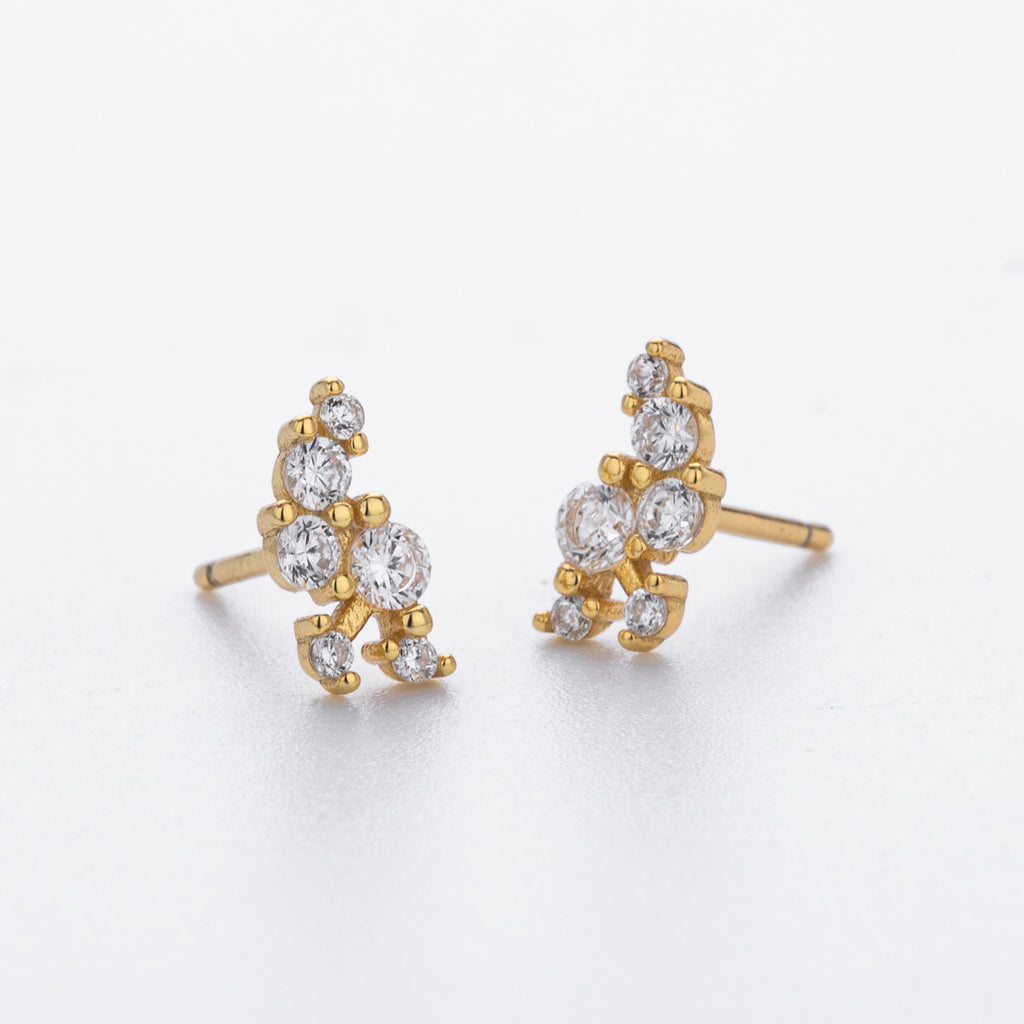 Damen Ohrringe mit funkelndem Zirkon in goldfarbener Fassung Shop Nory