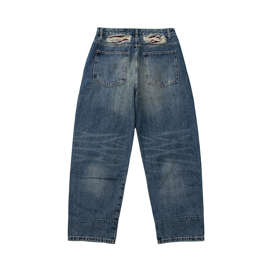 Damen Hochtaillierte Baggy-Jeans im Used‑Look mit Destroy‑Details und geradem Bein Shop Nory