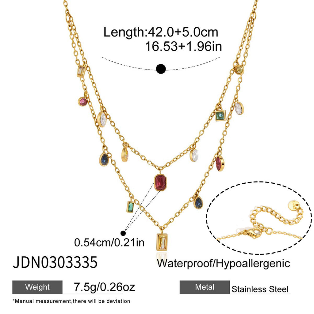 Damen mehrlagige Halskette mit bunten Anhängern aus hochwertigem Edelstahl Shop Nory