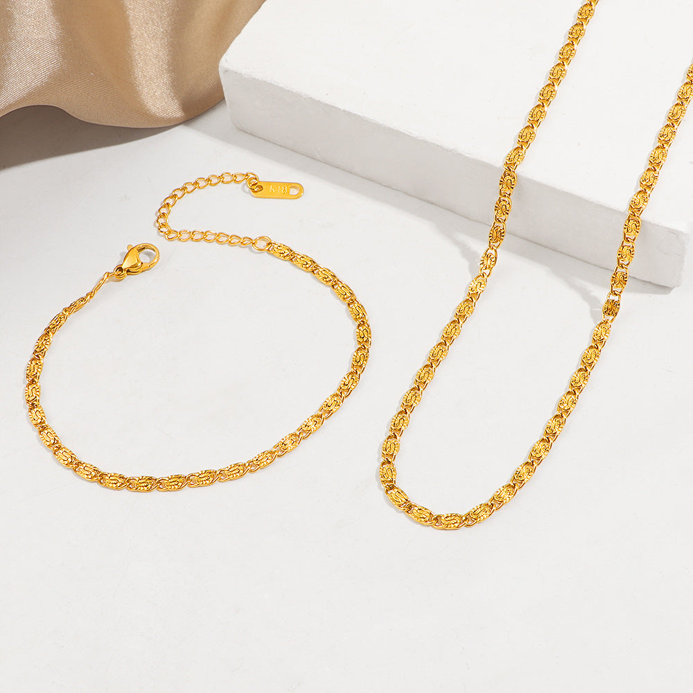 Damen Texturiertes Goldkette und Armband Set Shop Nory