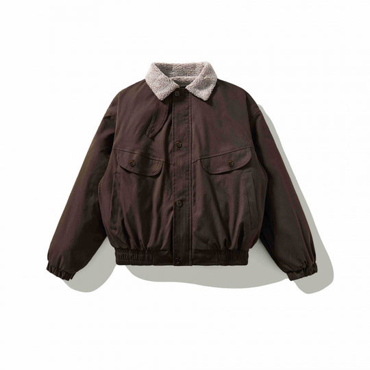 Herren Boxy-Utility-Bomberjacke mit Sherpa-Kragen und verdeckter Druckknopfleiste Shop Nory