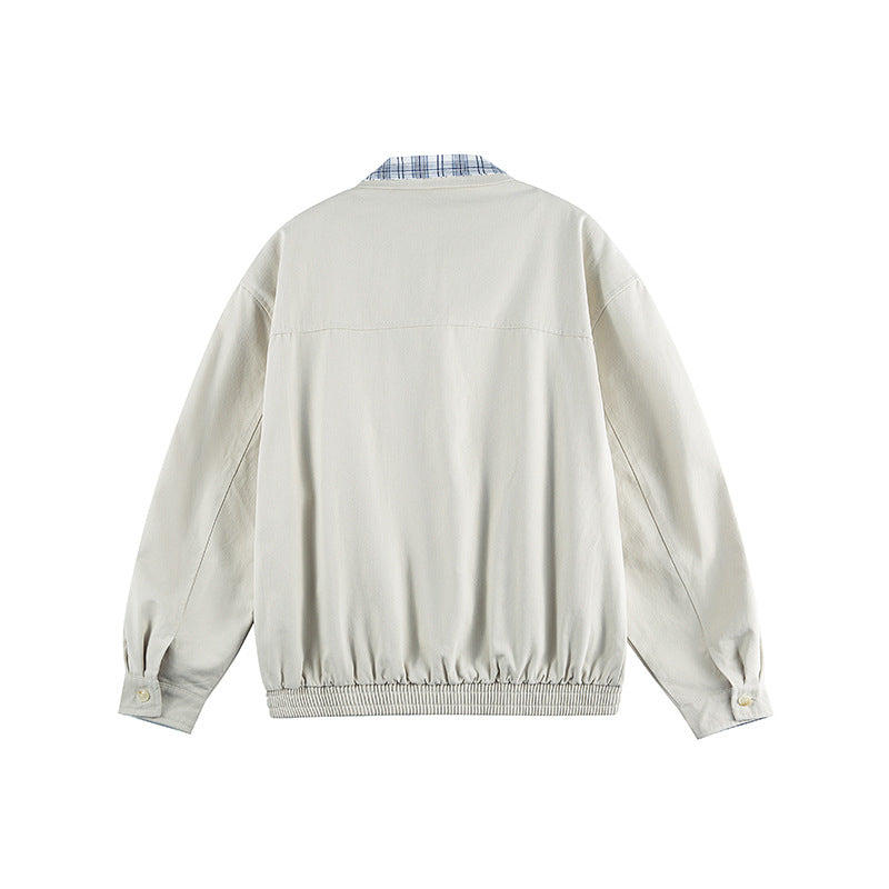 Unisex Leichte Zip‑Überjacke im Boxy‑Cut mit Karokragen und elastischem Saum Shop Nory