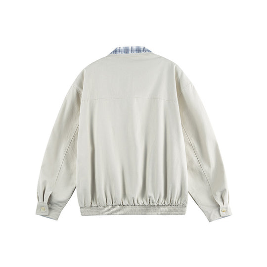 Unisex Leichte Zip‑Überjacke im Boxy‑Cut mit Karokragen und elastischem Saum Shop Nory