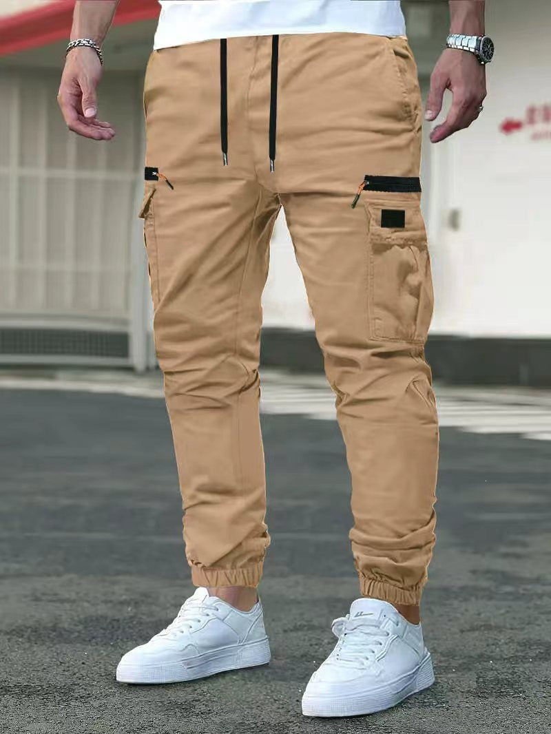 Herren Tapered Cargohose im Joggerstil mit Elastikbund, Tiefer Schritt‑Tasche & Reißverschlusstaschen Shop Nory