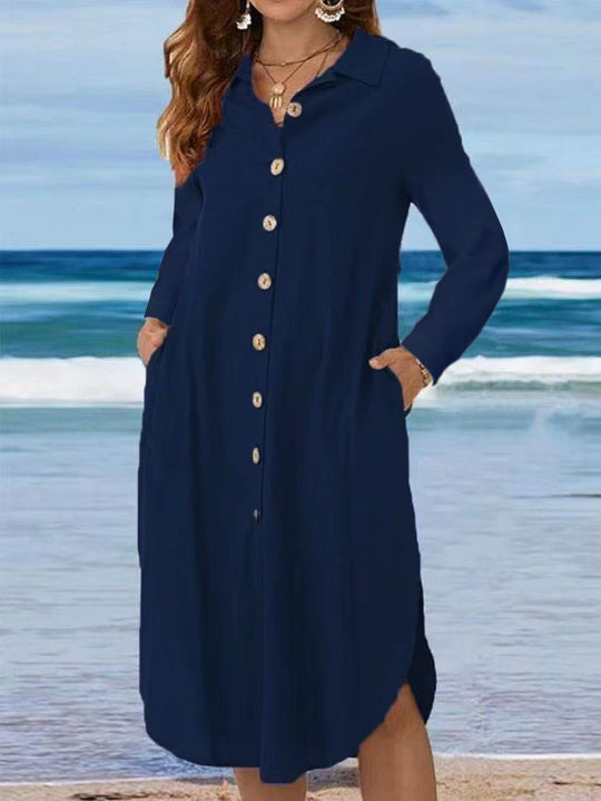 Damen Hemdkleid mit Knopfleiste und Seitenschlitzen Shop Nory