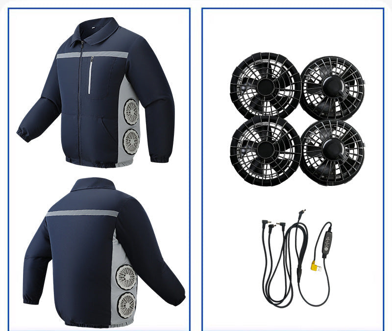 Unisex nan kühlende Ventilationsjacke mit integrierten seitlichen Lüftern und atmungsaktivem Funktionsmaterial Shopnory