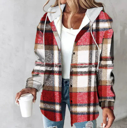 Damen Kapuzencardigan mit Streifen und Druckknopfblende Shop Nory
