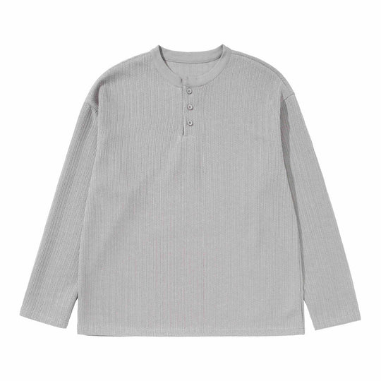Unisex Strukturierter Waffel-Henleyshirt mit geradem Saum und Oversize-Silhouette Shop Nory