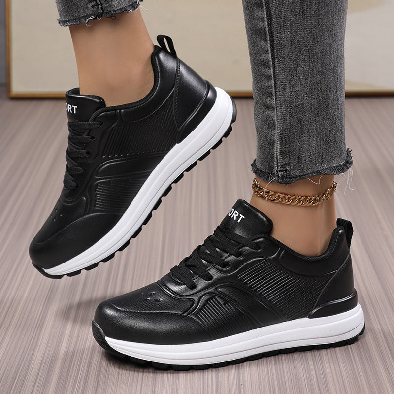 Damen Freizeit-Plateau-Sneaker mit stoßdämpfender Memory-Zwischensohle und Lederoptik Shop Nory