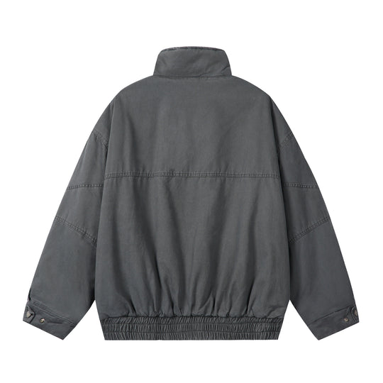 Unisex Boxy-Fieldjacke mit hohem Stehkragen, Pattentaschen und elastischem Saum Shop Nory