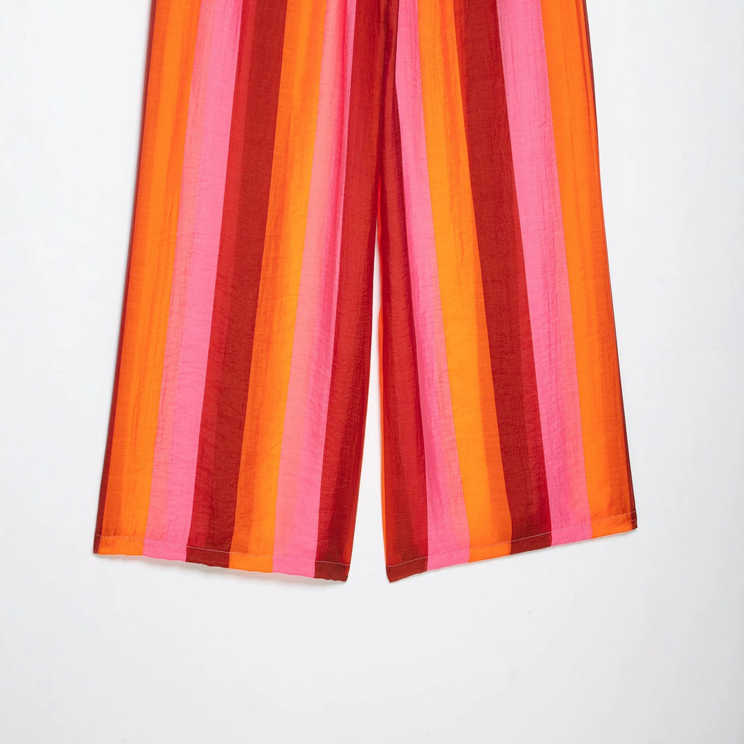 Damen Weite Culotte-Hose mit Tunnelzugbund und senkrechten Streifen Shop Nory