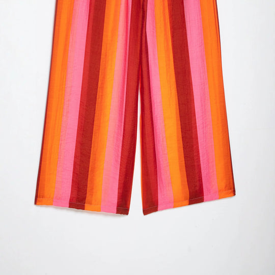 Damen Weite Culotte-Hose mit Tunnelzugbund und senkrechten Streifen Shop Nory
