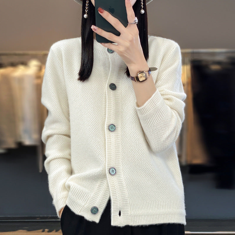 Damen Strukturierter Feinstrick-Cardigan mit kaschmirähnlicher Haptik, durchgehender Knopfleiste und kastiger Oversize‑Passform Shop Nory