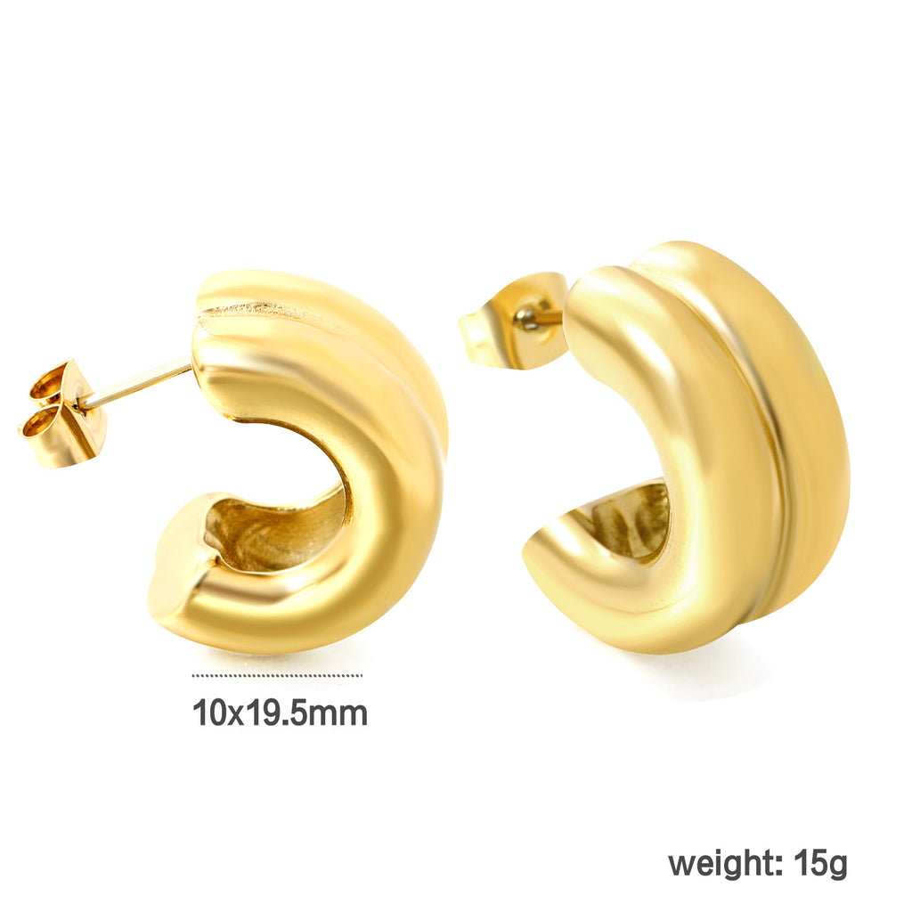 Damen moderne geschwungene Edelstahl-Ohrstecker Shop Nory