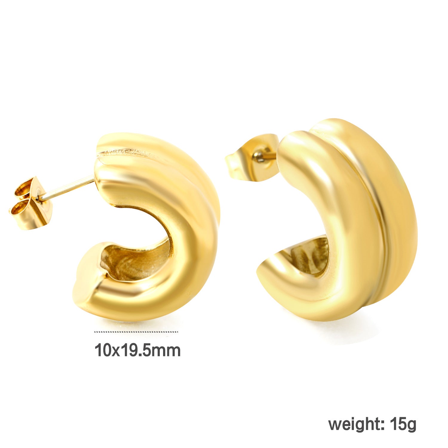 Damen moderne geschwungene Edelstahl-Ohrstecker Shop Nory