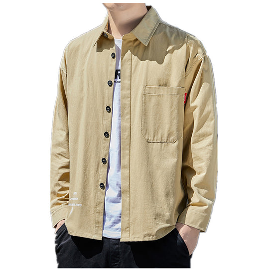 Herren Oversized-Hemdjacke im Casual-Worker-Stil mit Brusttasche und durchgehender Knopfleiste Shop Nory