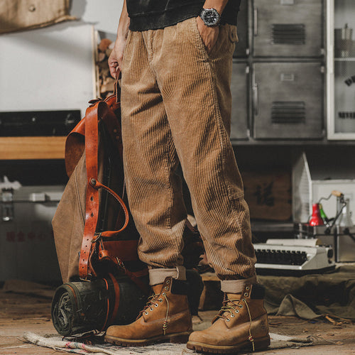 Herren Relaxed-Fit Feincord-Hose mit elastischem Bund, Kordstruktur und gekrempeltem Saum Shop Nory