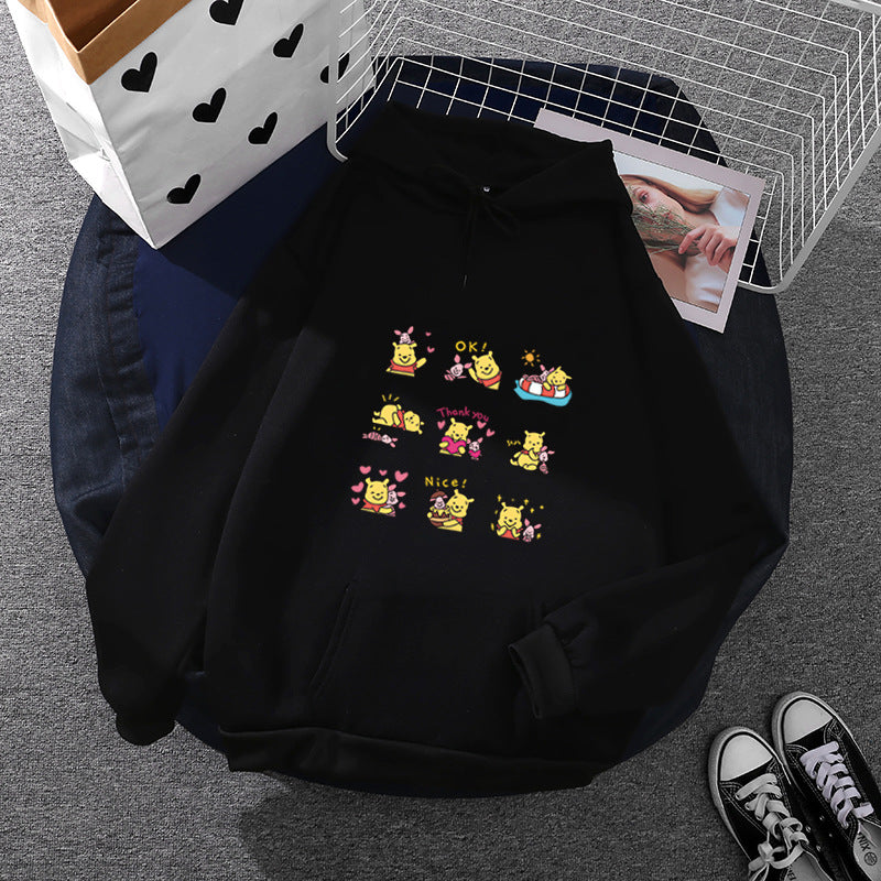 Damen nan Kapuzenpullover mit mehrfachem Comic-Emote-Print, oversized Schnitt und weichem Innenfutter Shop Nory