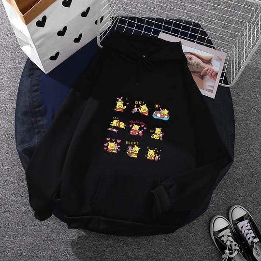 Damen nan Kapuzenpullover mit mehrfachem Comic-Emote-Print, oversized Schnitt und weichem Innenfutter Shop Nory