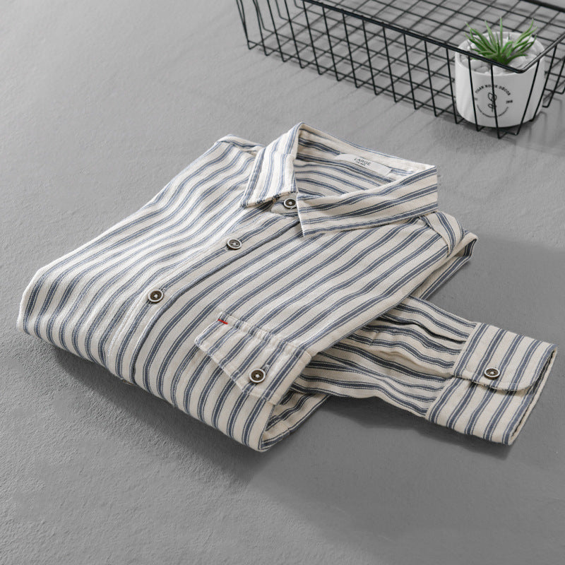 Herren Gestreiftes Overshirt aus leichter Baumwollmischung mit Brustklappe und Relaxed-Fit Shop Nory
