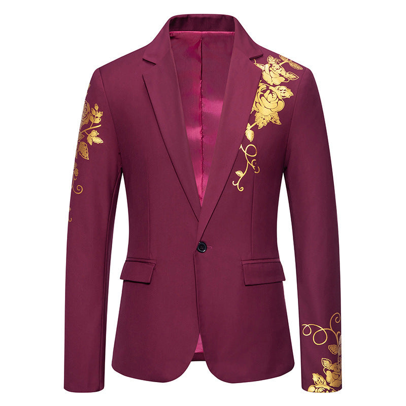 Herren eleganter Blazer mit floralem Goldmuster