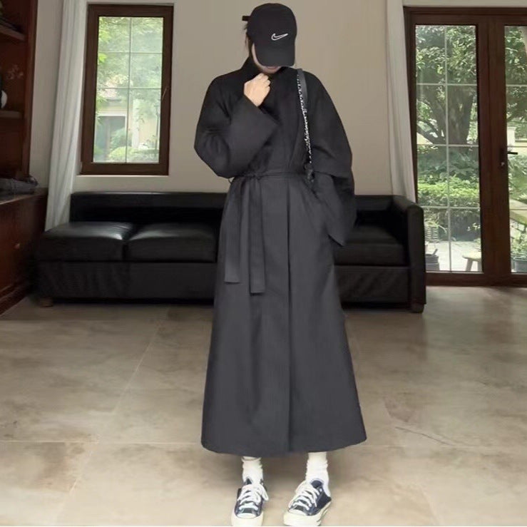 Damen Langer Mantel im Kimono-Stil mit Bindegürtel und weiter A-Linie Shop Nory