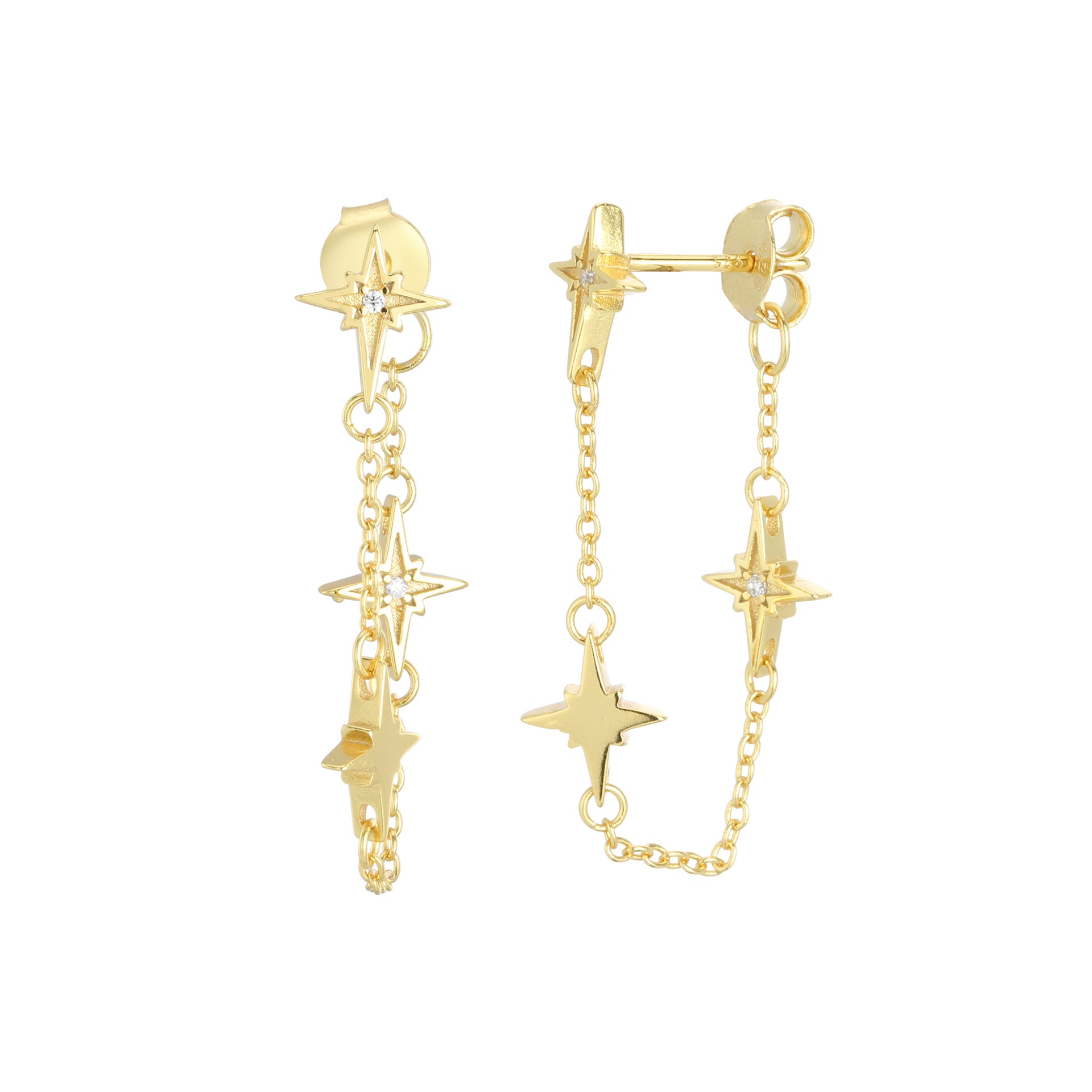 Damen Ohrringe mit funkelndem Sternendesign aus hochwertigem 925 Sterling Silber Shop Nory