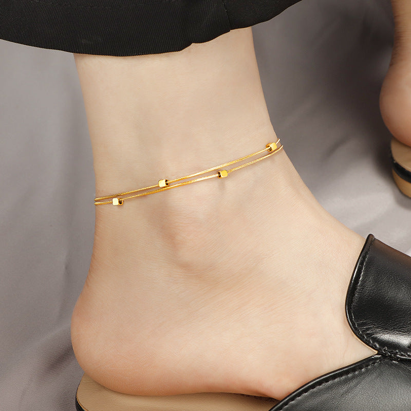 Damen elegante Fußkette mit geometrischen Akzenten Shop Nory