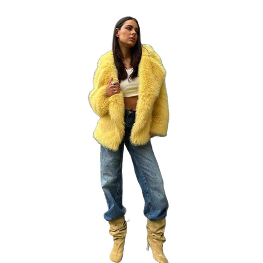 Damen Kurzer Oversize Kunstpelz-Mantel mit voluminösem Schalkragen Shop Nory