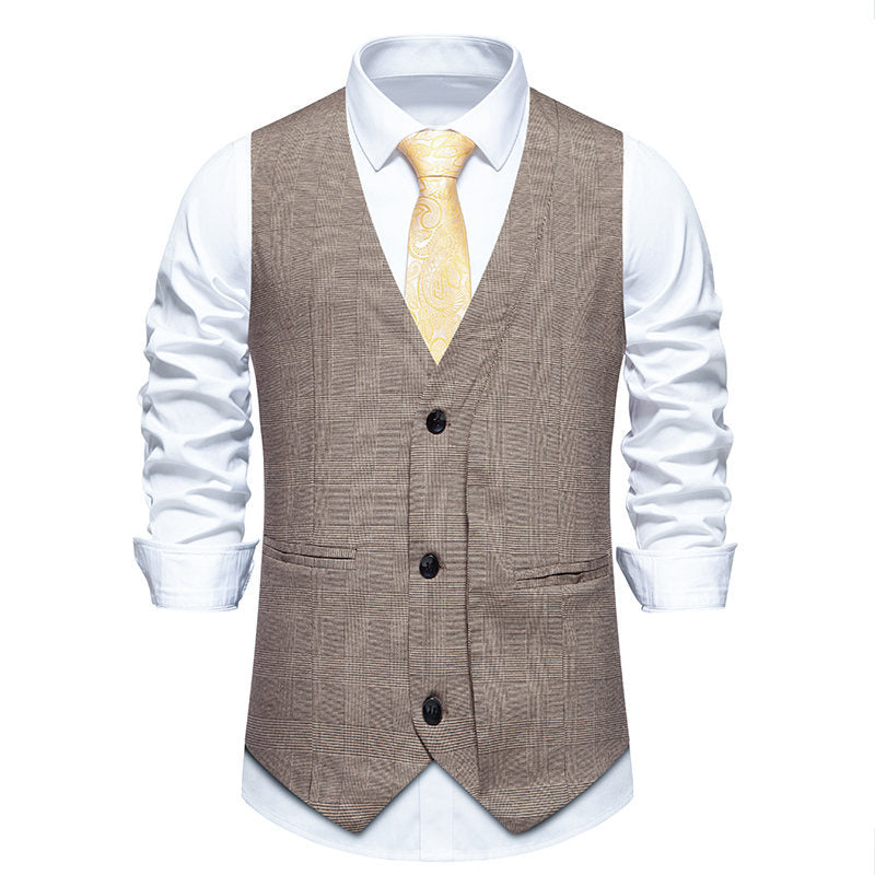 Herren elegante Anzugweste mit klassischem Herringbone-Muster und praktischen Taschen Shopnory