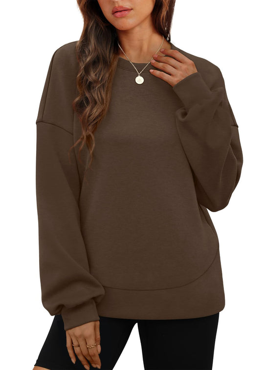 Damen nan lässiges Oversize Rundhals-Sweatshirt mit überschnittener Schulter gerundetem Saum und weichem Innenfutter Shop Nory