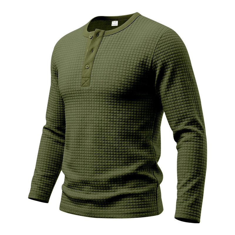 Herren Strukturiertes Waffel-Thermalshirt mit Henley-Knopfleiste und gerundetem Saum Shop Nory