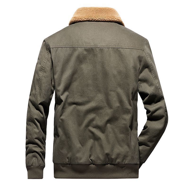 Herren Canvas-Fliegerblouson mit Sherpa-Innenfutter, Teddykragen und Utility‑Taschen Shop Nory
