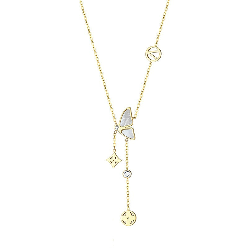 Damen Halskette mit verspieltem Schmetterlingsdesign und funkelnden Akzenten Shop Nory