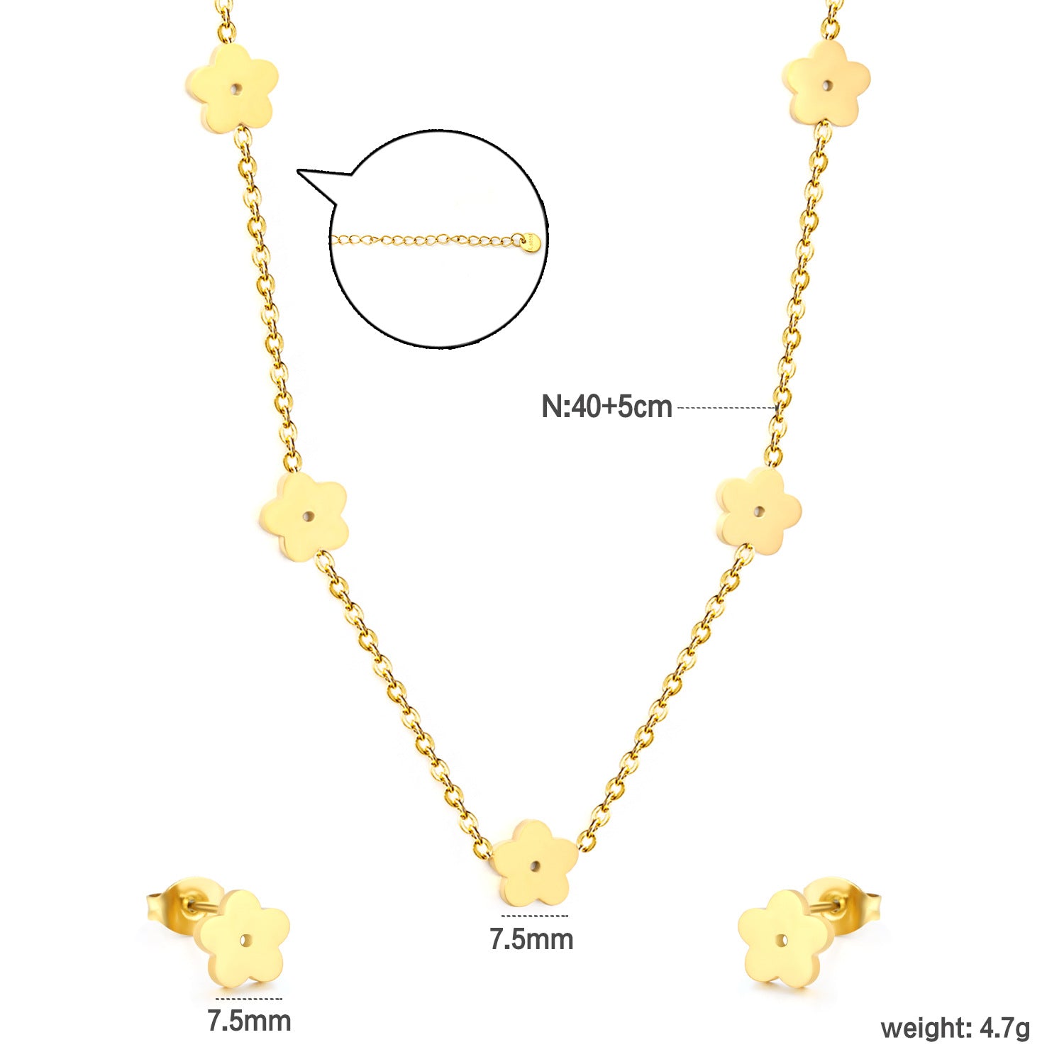Damen Schmuckset mit filigranen Blumenmotiven und trendigen Anhängern Shop Nory