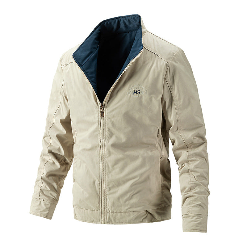 Herren Leichte wasserabweisende Zip-Jacke mit Stehkragen und kontrastiertem Futter Shop Nory