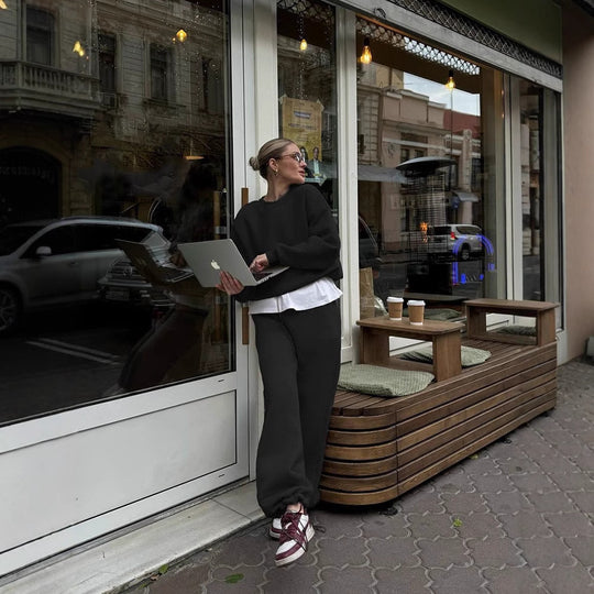 Damen Oversize-Sweatshirt und High-Waist Lounge-Jogginghose Set aus brushed Baumwollmix Shop Nory