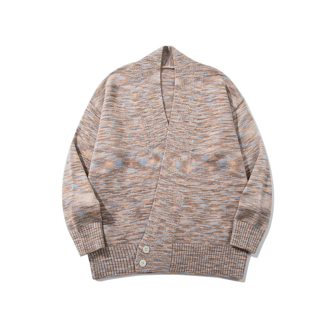 Damen Oversize-Strickcardigan mit tiefem V-Ausschnitt, Knopfleiste am Saum und melierter Struktur Shop Nory