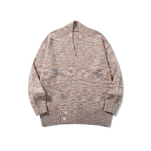 Damen Oversize-Strickcardigan mit tiefem V-Ausschnitt, Knopfleiste am Saum und melierter Struktur Shop Nory